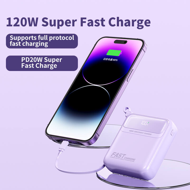 باور بانك STW محمول بسعة 20000 مللي أمبير – شحن فائق السرعة 120 واط، PD 20 واط، شاشة LED، تصميم صغير الحجم متعدد المنافذ